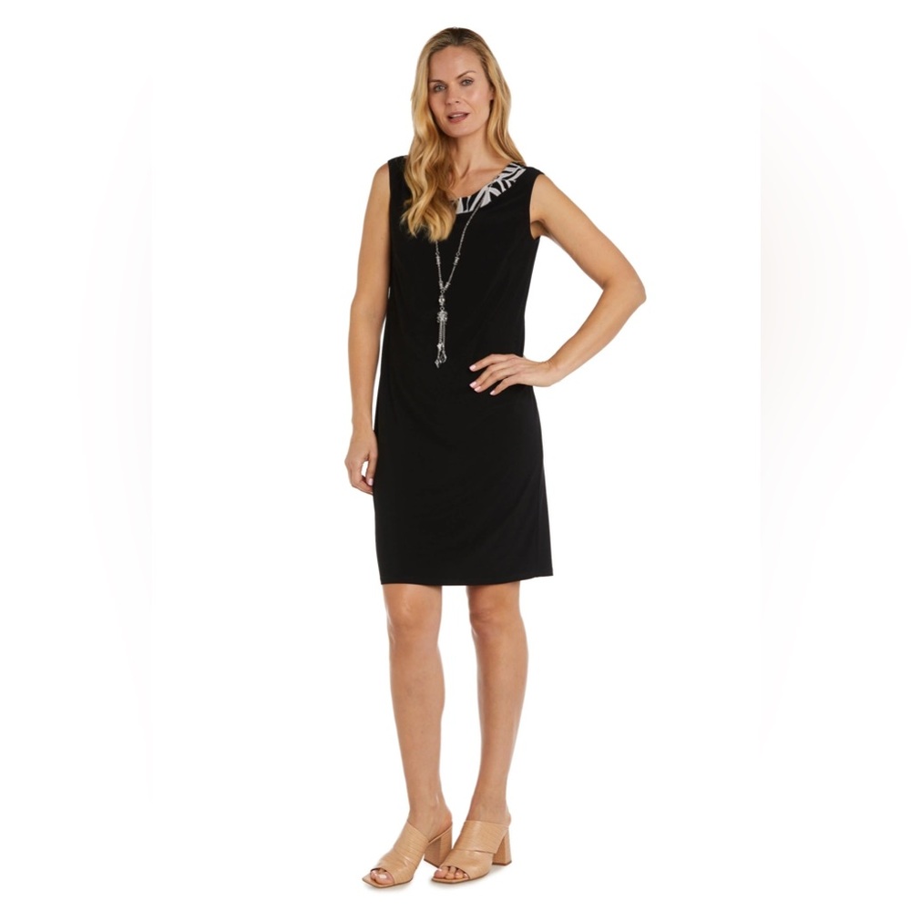 New R&M Richards Black Sleeveless Sheath Dress Necklace Size 10